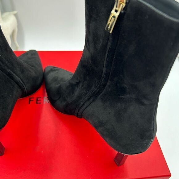 Ferragamo Ciconia Embellished Satin Ankle Boots In Black  Women’s Salvatore Ferragamo, Janna suede ankle boots size 9 made in  Italy